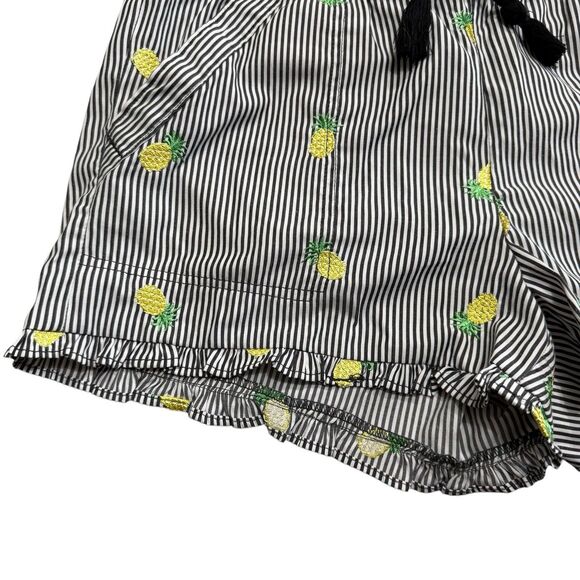 Jolt Stripe Pineapple Ruffle Shorts Black White Stripe Womens Large Drawstring - Picture 4 of 14